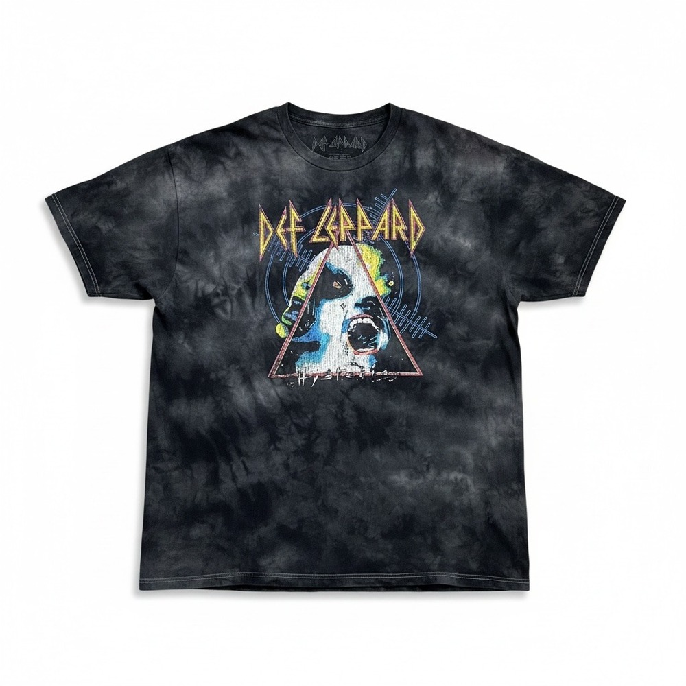 Def Leppard Hysteria Distressed Graphic Band T Shirt Men's XL Black Grunge Rock